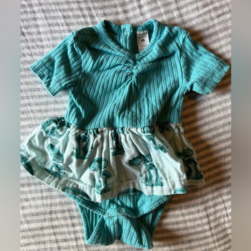 Kate Quinn Kids Teal Mushroom Bodysuit